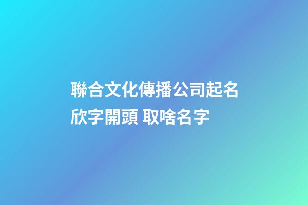 聯合文化傳播公司起名欣字開頭 取啥名字-第1張-公司起名-玄機派